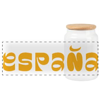 Espana typography logo design T-Shirt - Panoramic Cookie Jar with Wooden Lid - white - Front