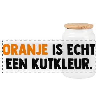 Oranje is echt een Kutkleur - Nederland - Niederla - Panorama Keksdose mit Holzdeckel - Weiß - Vorne