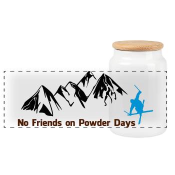 No. friends on Powder days - Panoramic Cookie Jar with Wooden Lid - white - Front