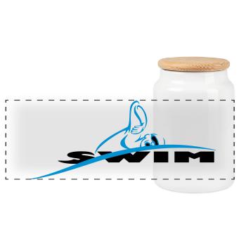 Logo natation nageur stylisé - Boîte à biscuits avec couvercle en bois - blanc - Devant