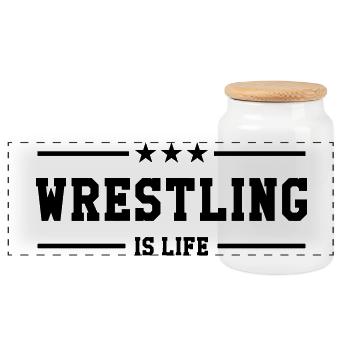 Wrestling is life - Boîte à biscuits avec couvercle en bois - blanc - Devant