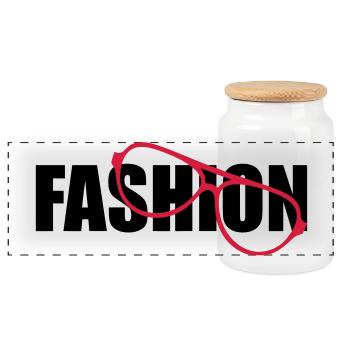 Fashion - Panoramic Cookie Jar with Wooden Lid - white - Front