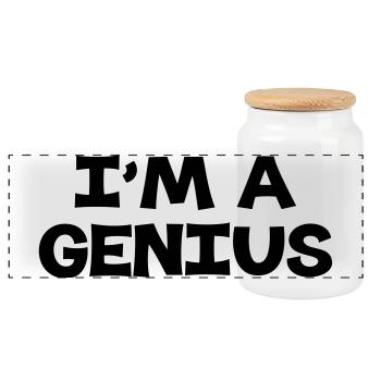 I'm a Genius - Panorama Keksdose mit Holzdeckel - Weiß - Vorne
