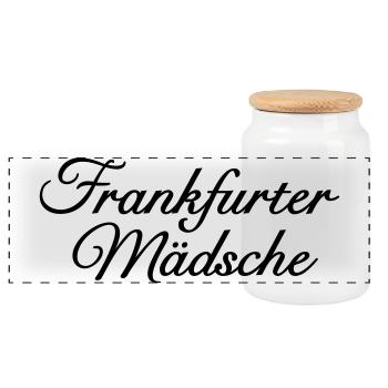 Frankfurter Mädsche Klassisch Mädel aus Frankfurt - Panorama Keksdose mit Holzdeckel - Weiß - Vorne