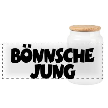 Bönnsche Jung - Unser Mann aus Bonn am Rhein - Panorama Keksdose mit Holzdeckel - Weiß - Vorne