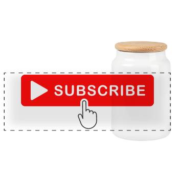 Abonnieren-Knopf-Klick-Icon-Design - Panorama Keksdose mit Holzdeckel - Weiß - Vorne