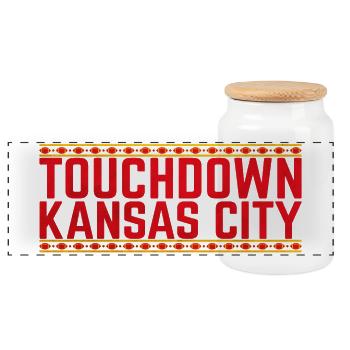 Touchdown Kansas City Stadion-Print - Panorama Keksdose mit Holzdeckel - Weiß - Vorne