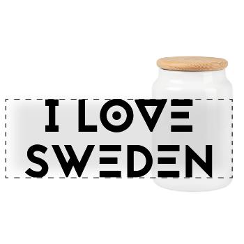 I LOVE SWEDEN - Panorama Keksdose mit Holzdeckel - Weiß - Vorne