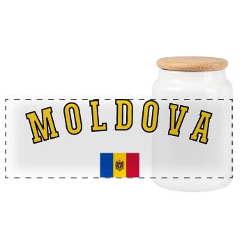 Moldauische Flagge, Moldauischer Stolz - Panorama Keksdose mit Holzdeckel - Weiß - Vorne