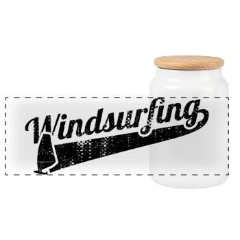 Windsurfing - Panoramic Cookie Jar with Wooden Lid - white - Front