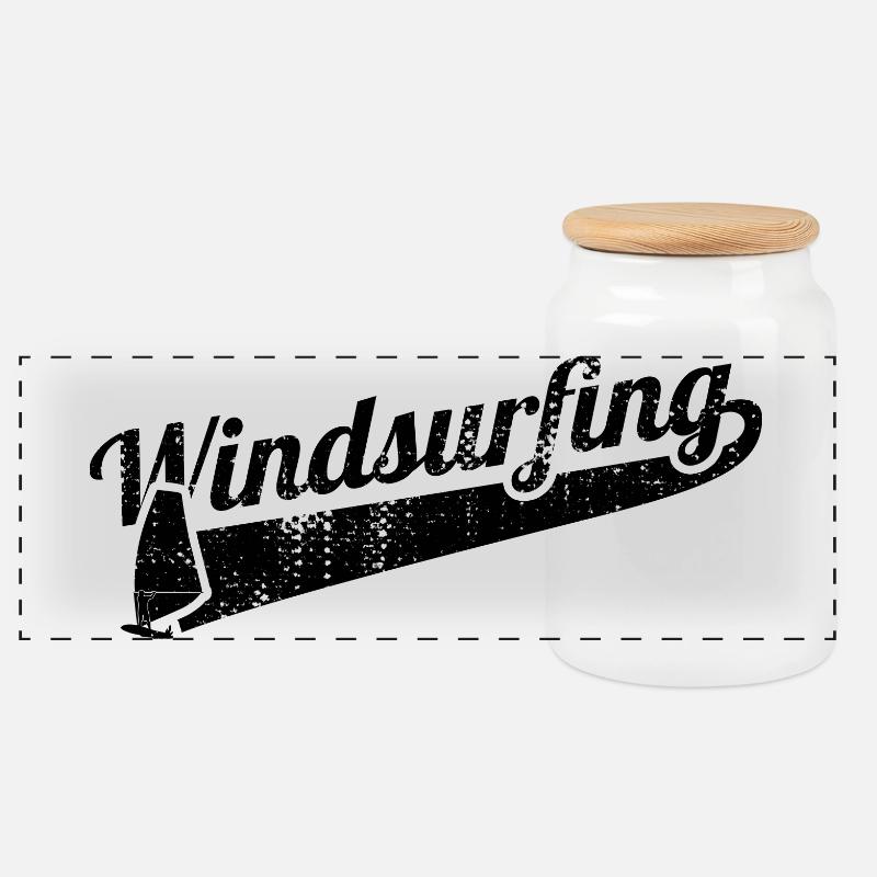 Windsurfen - Panorama Keksdose mit Holzdeckel - Weiß