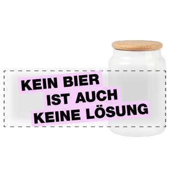 Kein Bier ist auch keine Lösung - Panorama Keksdose mit Holzdeckel - Weiß - Vorne