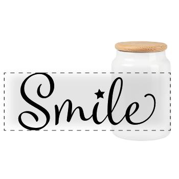 Smile - Panorama Keksdose mit Holzdeckel - Weiß - Vorne