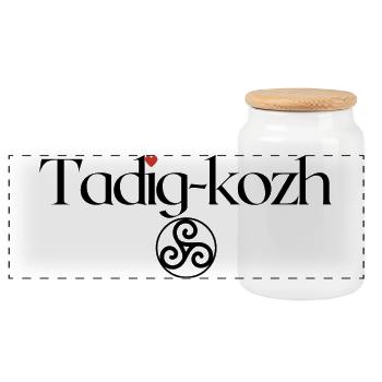 Tadig-kozh Triskell Fête grands-pères Breton - Boîte à biscuits avec couvercle en bois - blanc - Devant