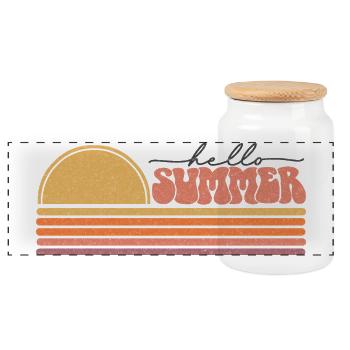 Summer - Panoramic Cookie Jar with Wooden Lid - white - Front
