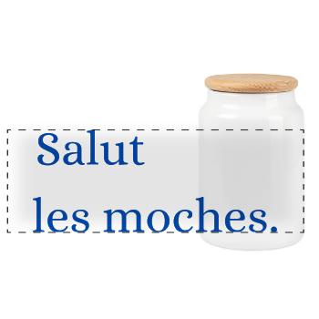 Salut les m Typographie Bleue - Boîte à biscuits avec couvercle en bois - blanc - Devant