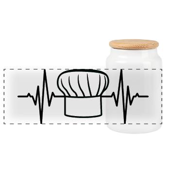 Baker Hat Heartbeat - Panoramic Cookie Jar with Wooden Lid - white - Front