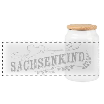 Sachsenkind - Sachsen - Panorama Keksdose mit Holzdeckel - Weiß - Vorne