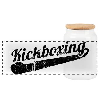 Kickboxing - Boîte à biscuits avec couvercle en bois - blanc - Devant