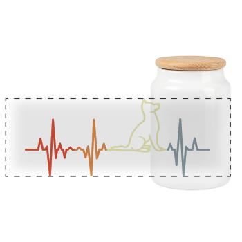 Vintage Hunde EKG Herzlinie - Panorama Keksdose mit Holzdeckel - Weiß - Vorne