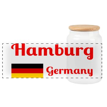 Hambourg, Allemagne - Imprimés élégants - Boîte à biscuits avec couvercle en bois - blanc - Devant