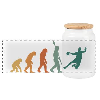 Evolution Handball Retro - Panorama Keksdose mit Holzdeckel - Weiß - Vorne