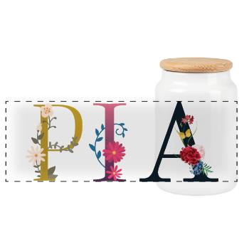 Pia - Boîte à biscuits avec couvercle en bois - blanc - Devant