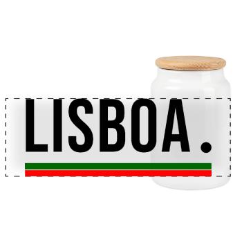 Lisboa – Minimal Streetwear Shirt - Panoramic Cookie Jar with Wooden Lid - white - Front