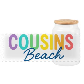 Cousins Beach – Colorful Summer - Panorama Keksdose mit Holzdeckel - Weiß - Vorne