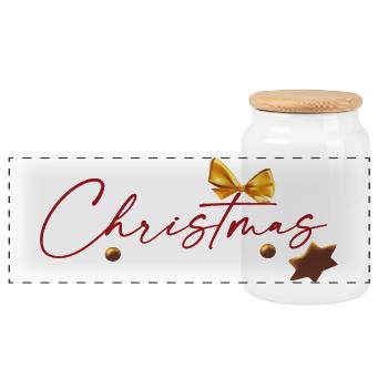 Christmas magic - Panoramic Cookie Jar with Wooden Lid - white - Front