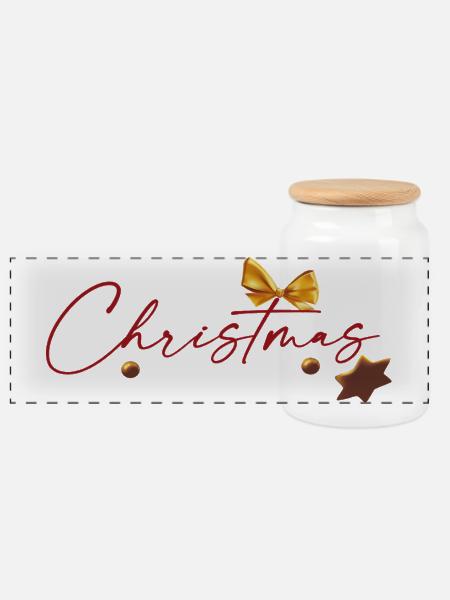 Weihnachtszauber - Panorama Keksdose mit Holzdeckel - Weiß