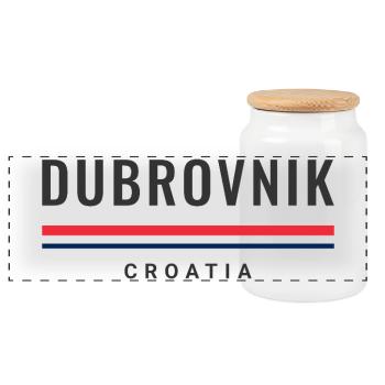Dubrovnik City Croatia - Panoramic Cookie Jar with Wooden Lid - white - Front
