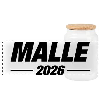 Vacances à Malle 2026 - Boîte à biscuits avec couvercle en bois - blanc - Devant