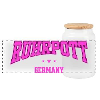 Collège de design rétro de lettrage de Ruhrpott, Allemagne - Boîte à biscuits avec couvercle en bois - blanc - Devant