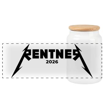 Metal Rentner 2026 Prêt à Rock - Rente - Boîte à biscuits avec couvercle en bois - blanc - Devant