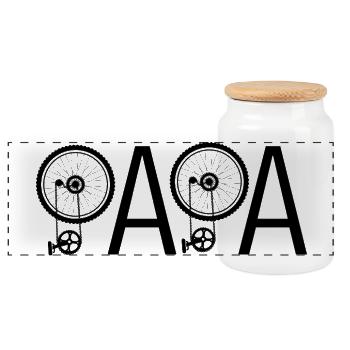 Radspoke Typografie: Fahrradschrift Papa - Panorama Keksdose mit Holzdeckel - Weiß - Vorne