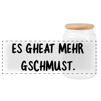 It gheat more gschcuddle. Funny dialect saying - Panoramic Cookie Jar with Wooden Lid - white - Front