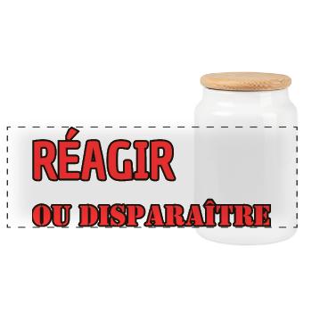React or disappear - Panoramic Cookie Jar with Wooden Lid - white - Front