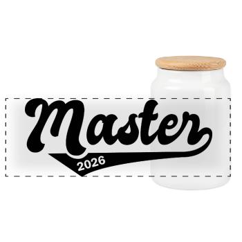 Master 2026 Graduation Graduation - Panoramic Cookie Jar with Wooden Lid - white - Front