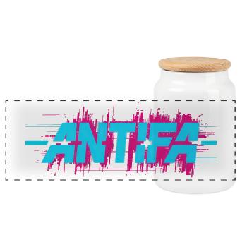 Antifa - Produits dérivés antifascistes - Boîte à biscuits avec couvercle en bois - blanc - Devant