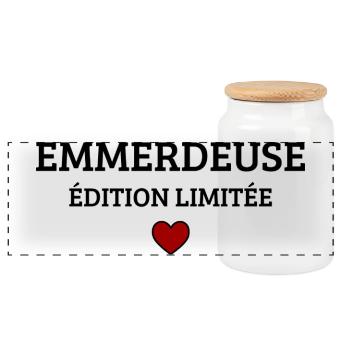 Troublemaker Limited Edition Funny Humor - Panoramic Cookie Jar with Wooden Lid - white - Front