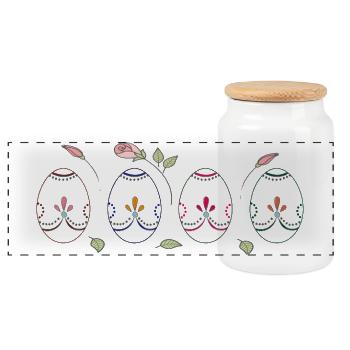 œufs de Pâques colorés - Boîte à biscuits avec couvercle en bois - blanc - Devant