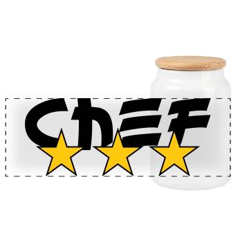 Chef - Cuisine - Cuisinier - Boîte à biscuits avec couvercle en bois - blanc - Devant