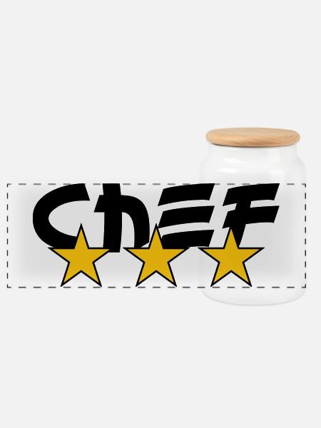 Chef - Cuisine - Cuisinier - Boîte à biscuits avec couvercle en bois - blanc