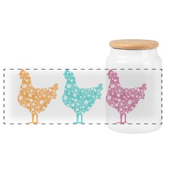Fans de poulet - Coq - Coq - Poulet fleur - Bio - Boîte à biscuits avec couvercle en bois - blanc - Devant
