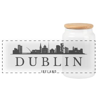 Dublin Irlande, silhouette de Dublin - Boîte à biscuits avec couvercle en bois - blanc - Devant