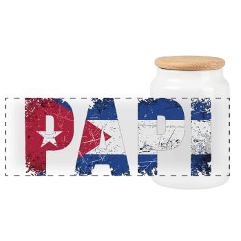 Papa Drapeau de Cuba Papa Vintage - Boîte à biscuits avec couvercle en bois - blanc - Devant