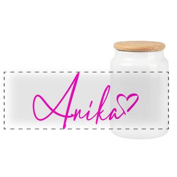 Anika Signature Neon Pink - Panoramic Cookie Jar with Wooden Lid - white - Front