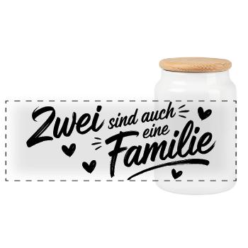 Zwei sind auch eine Familie - Panorama Keksdose mit Holzdeckel - Weiß - Vorne
