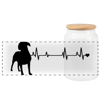 Dog - Panoramic Cookie Jar with Wooden Lid - white - Front